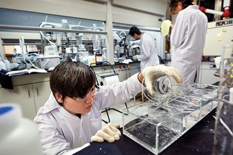 Mahasiswa di China sedang melakukan penelitian di laboratorium